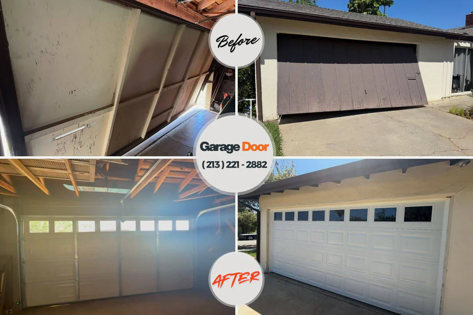 Before and after: garage door repair Lake Elsinore, CA